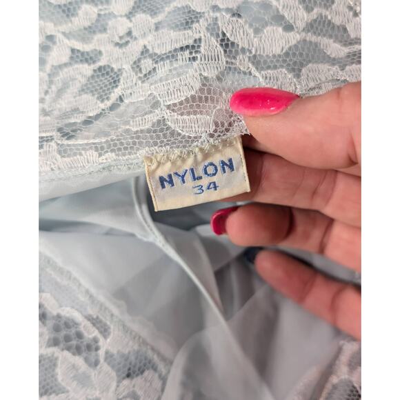 Blue Chiffon and Lace Maxi Nightgown - Picture 8 of 8